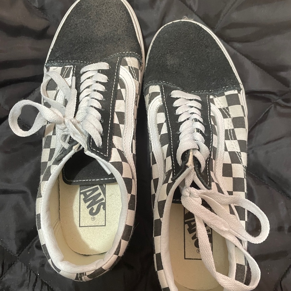 Black and white platform Vans